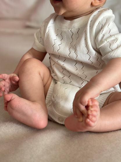 Mackenzie Knit Tee Romper - White