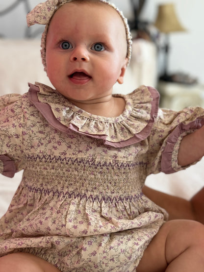 Rosie Smocked Romper - Lilac Floral