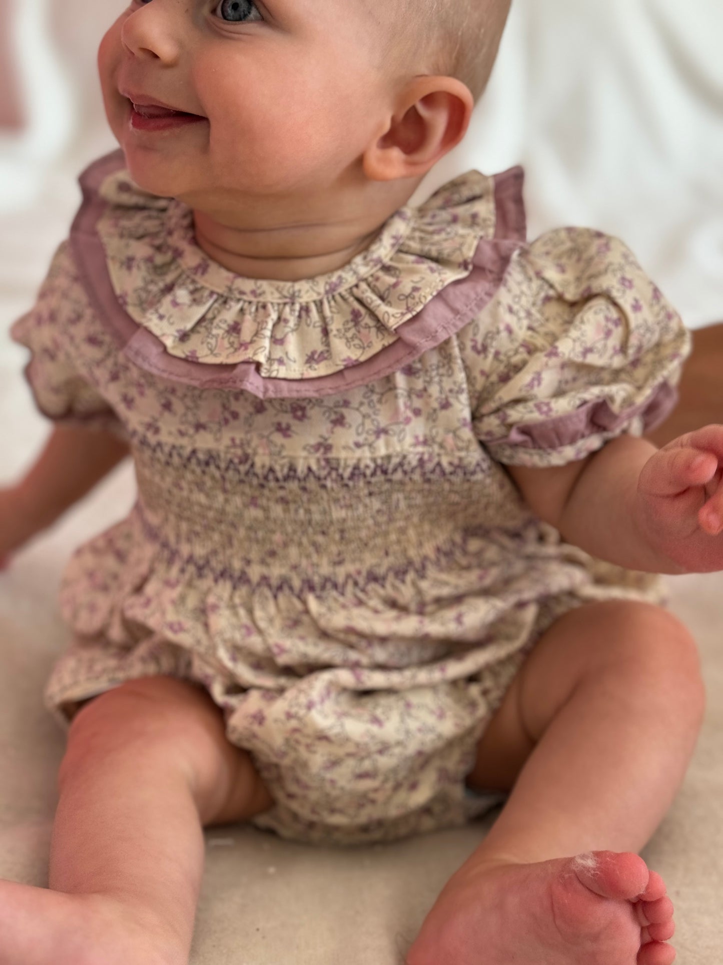 Rosie Smocked Romper - Lilac Floral